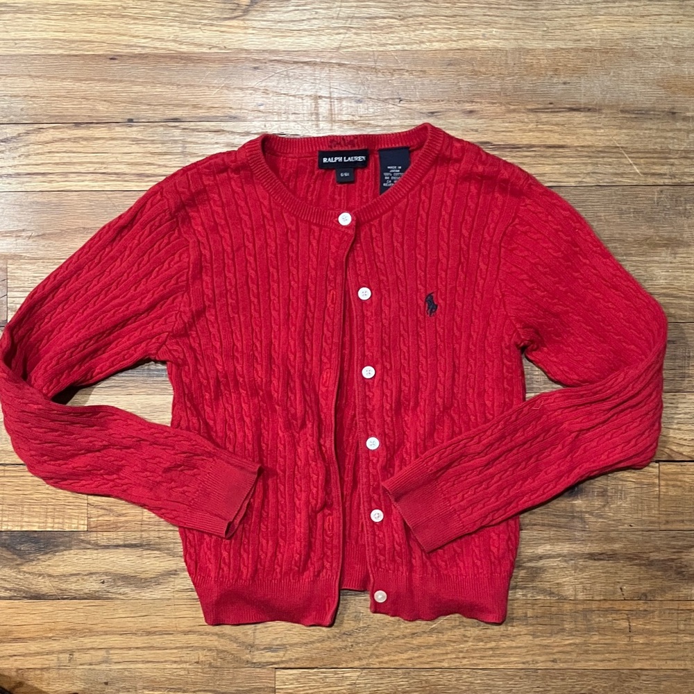 Ralph Lauren Kids Vibrant Red Knit Cardigan
